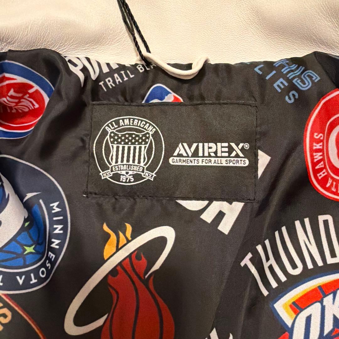 AVIREX x NBA 初コラボ　ホワイト レザージャケット Lサイズ