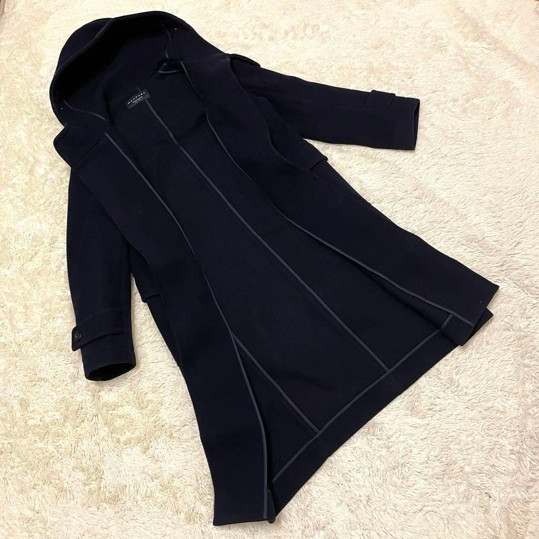 なん 様　MACPHEE ウールネイビーメルトンロングダッフルコート34