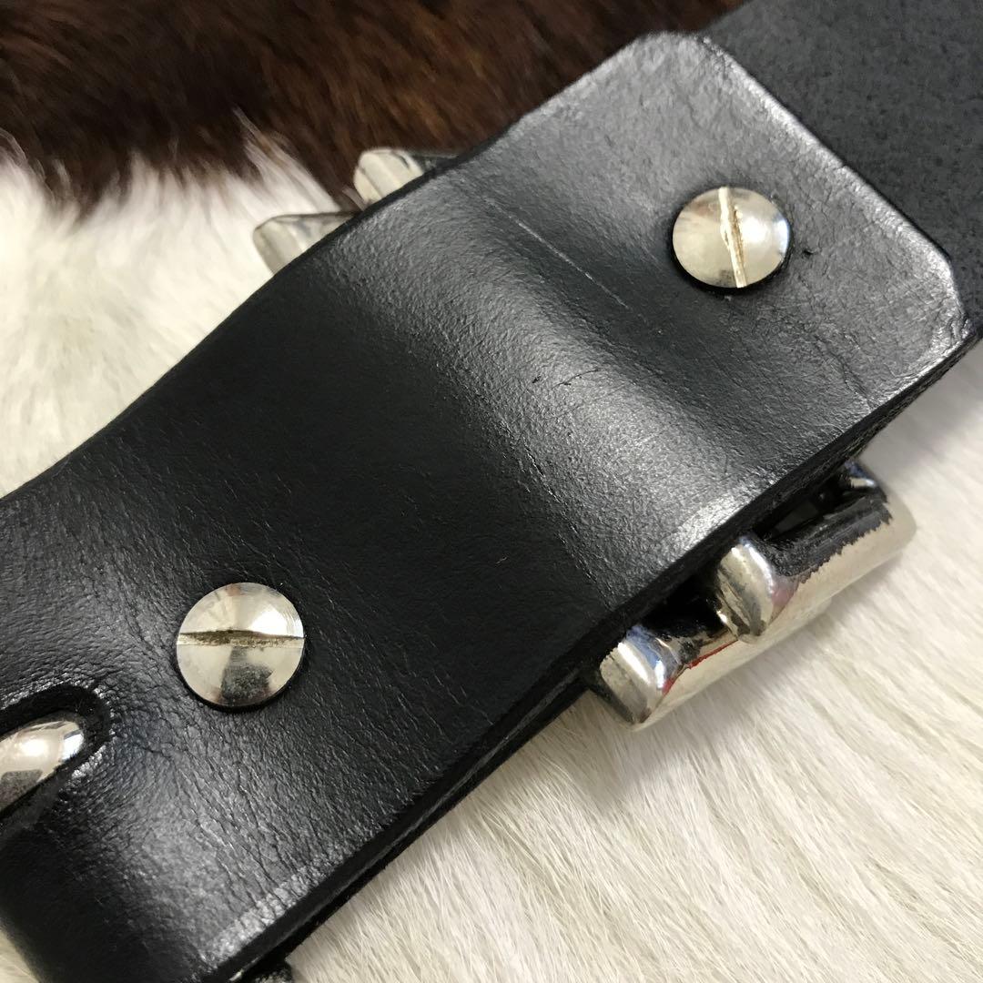 未使用品！ハンドメイド シルバーローラーバックル 本革レザーベルト ブラック