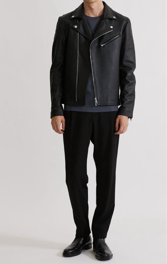 UNITED TOKYO ブラック ラムレザーダブルライダース 4