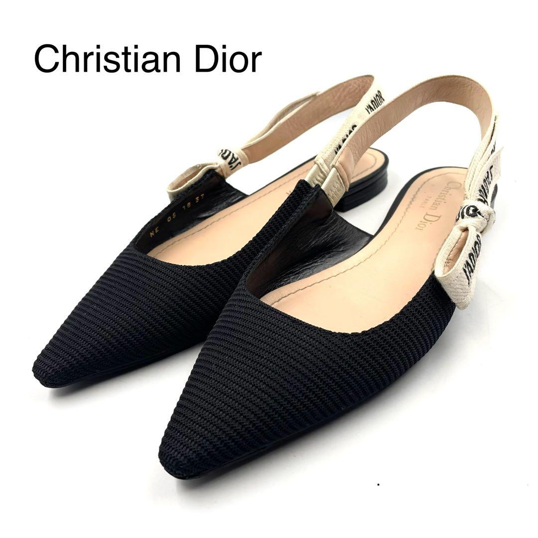 《超美品》Dior ジャディオール J'ADIOR スリングバック フラット 黒