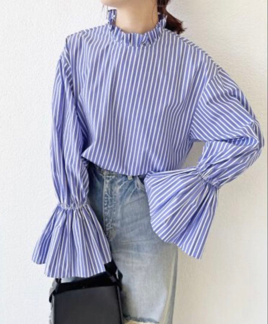 【新品】Spick & Span コットンブロードタックフリルブラウス　ホワイト