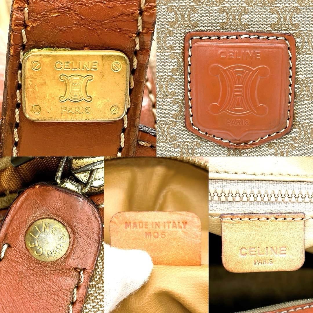 【CELINE】メッセンジャーバッグ　マカダム柄　ゴールド金具　ブラウン　PVC