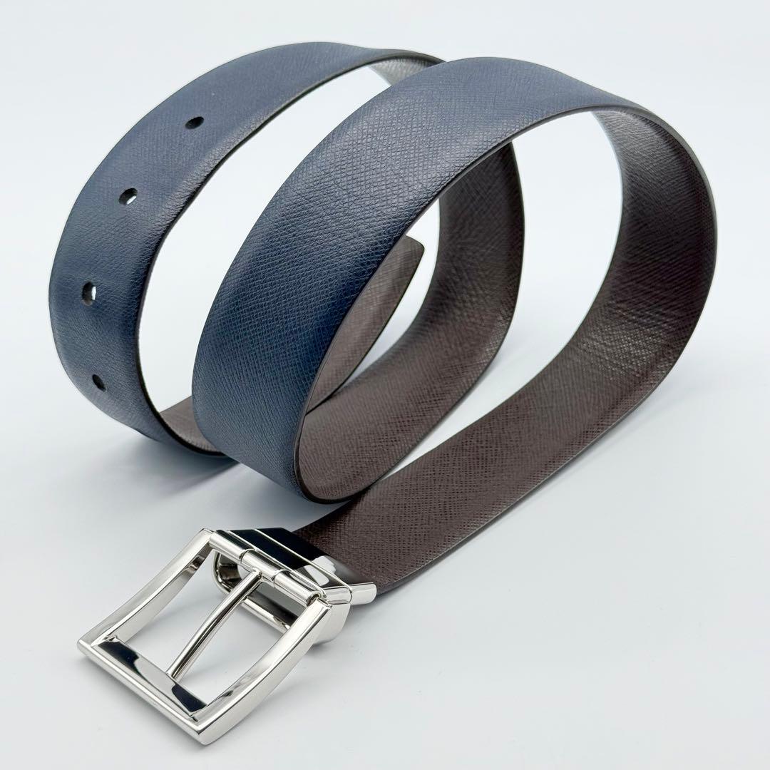 ✨美品✨PRADA ベルト シルバー金具 レザー 本革 メンズ 紳士 ビジネス