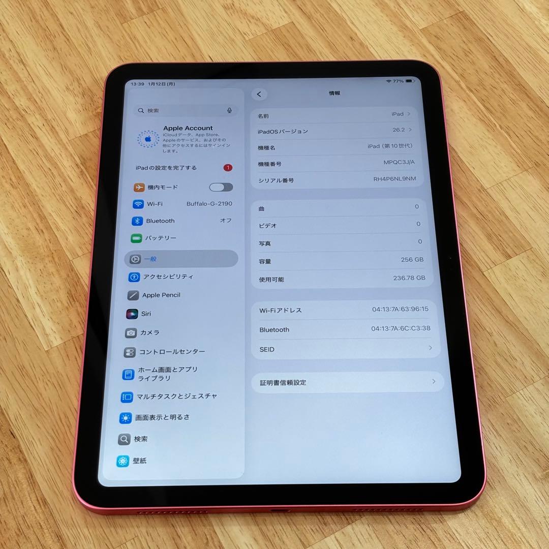 ⭐︎美品⭐︎Apple iPad 第10世代 256GB Wi-Fiモデル