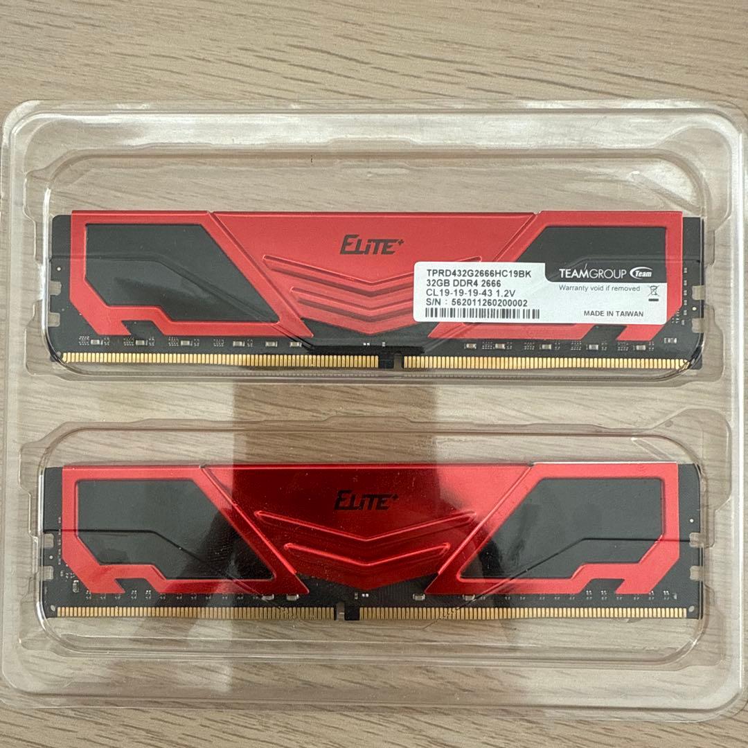 【中古】Team DDR4 2666MHz 64GB (32GBx2枚