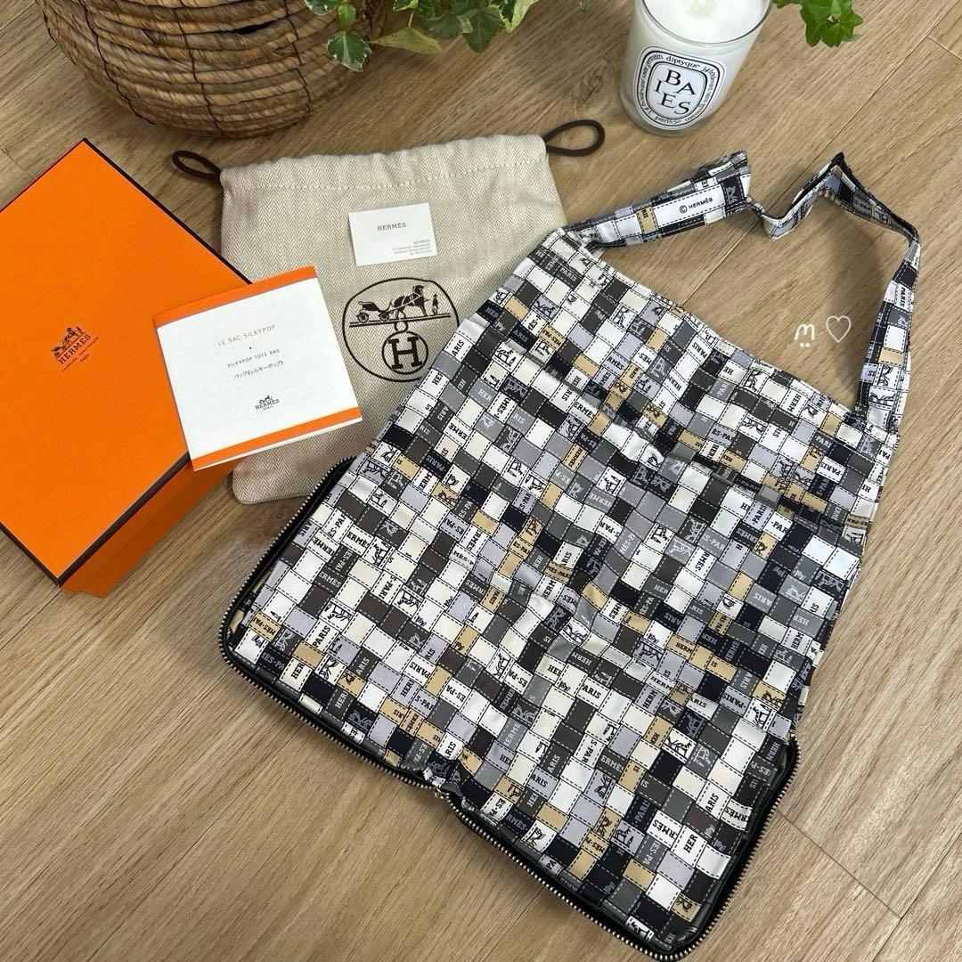 HERMESエルメス　シルキーポップ　ボルデュックリボン　携帯サブエコバッグ