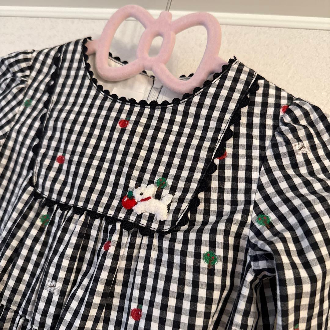 familiar ギンガムチェックの長袖ドレス