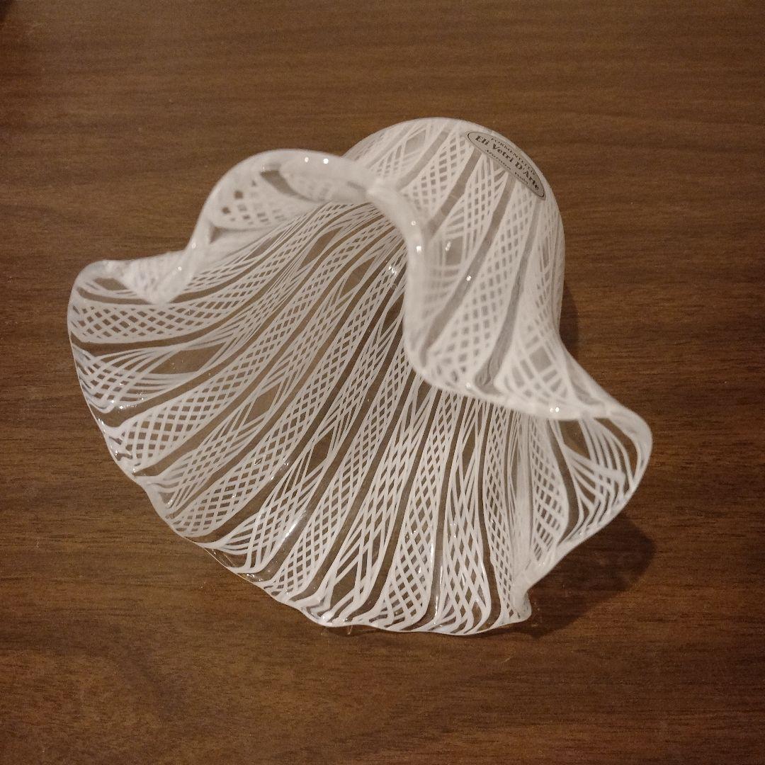 ベネチアンガラス　ムラノ　MURANO　ランプシェード　白　レース　インテリア