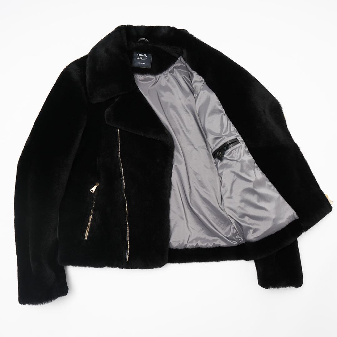 新品同様 エンメティEMMETI GIRO MERINOS ムートン 黒 48