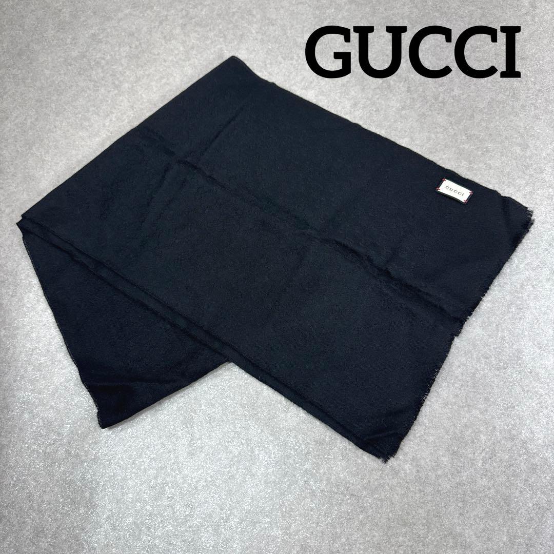 GUCCI グッチ GG柄 総柄 ブラック マフラー ストール ショール