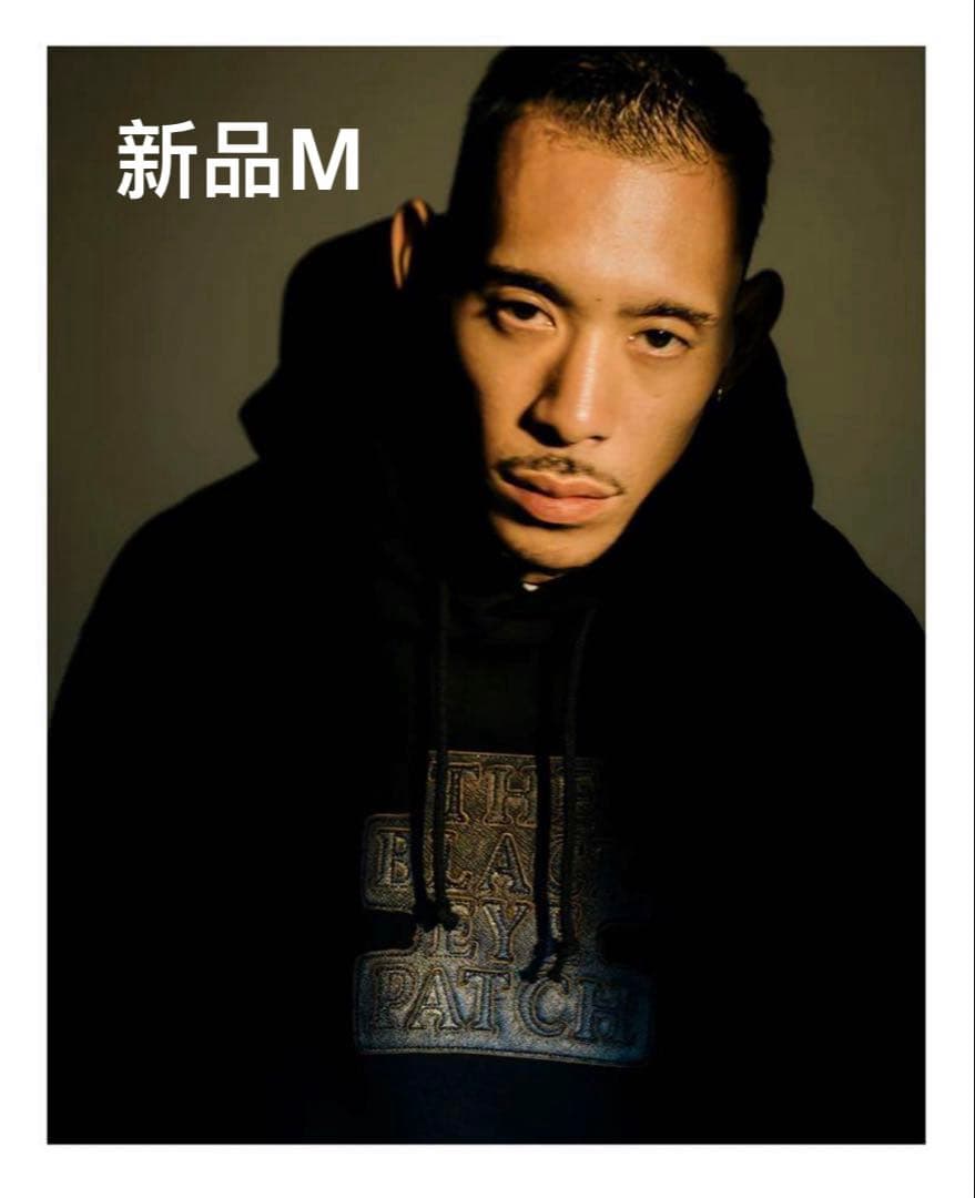 black eye patch ブラックアイパッチ レザー ロゴ パーカー M