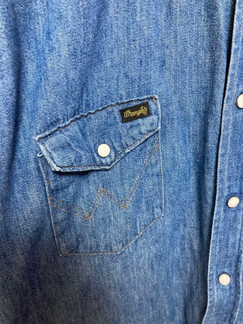 70s USA製 Wrangler デニムシャツ 16.5 アメリカ製 米国製