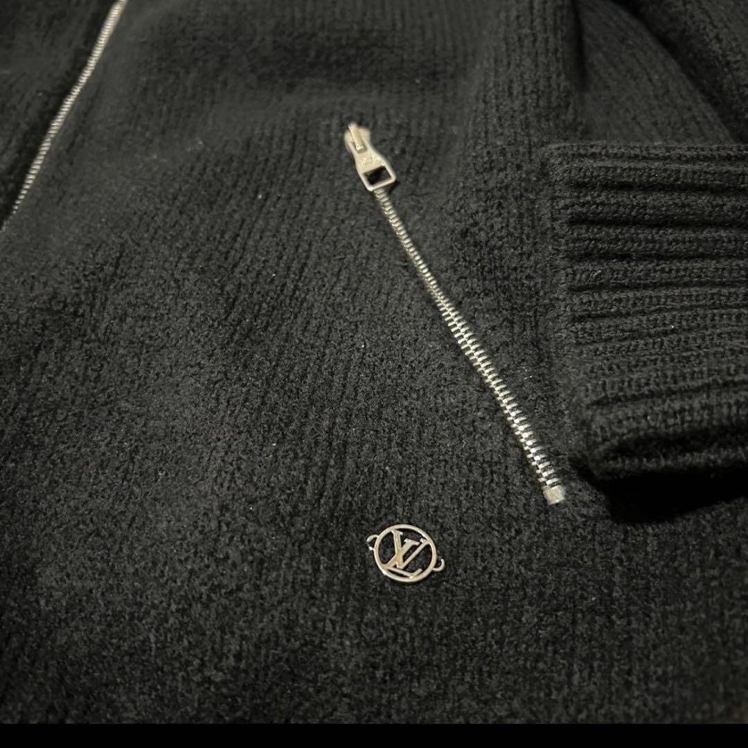 極美品 ルイヴィトン ドライバーズニット フルジップ ウールニット ブラック L