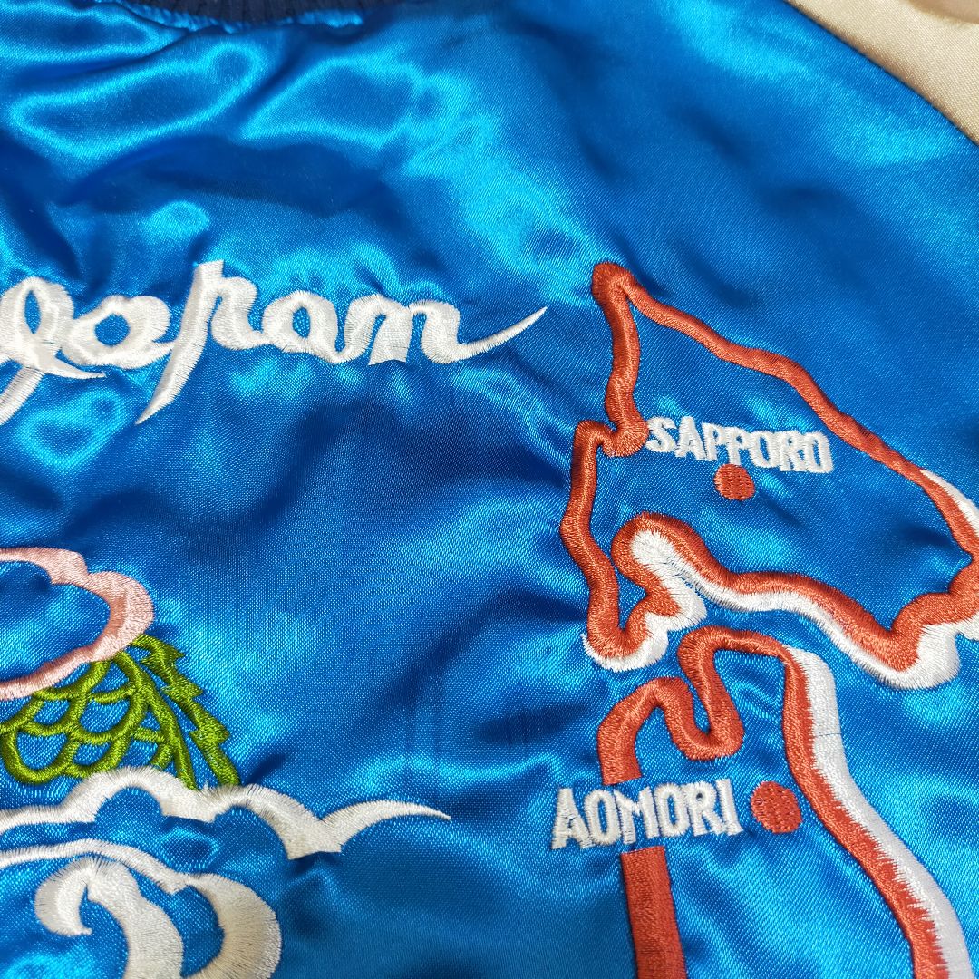 ちゃんノリ　90S　白虎×龍　日本地図　刺繍　リバーシブル　スカジャン