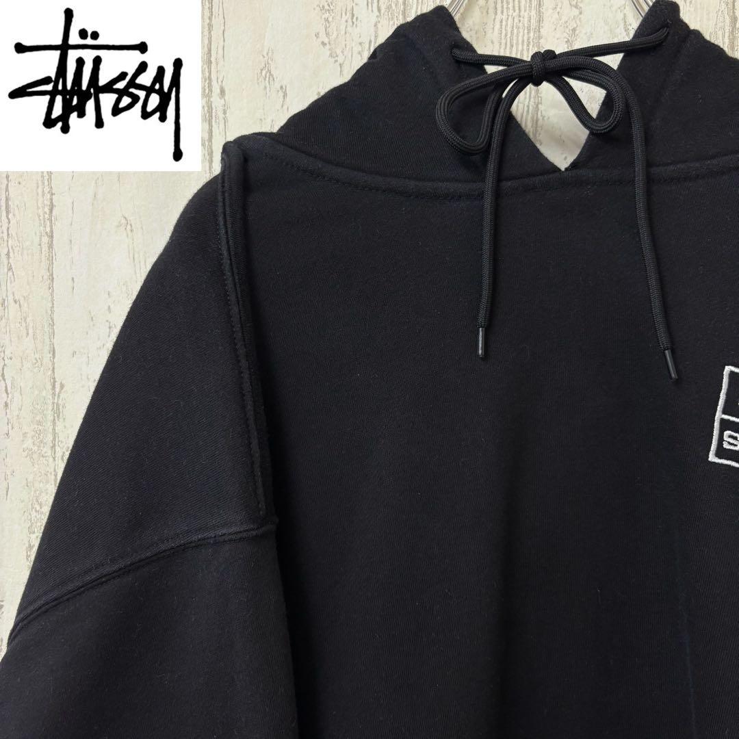 【激レア】STUSSY ステューシー　NIKE パーカー　スウェット　刺繍　黒