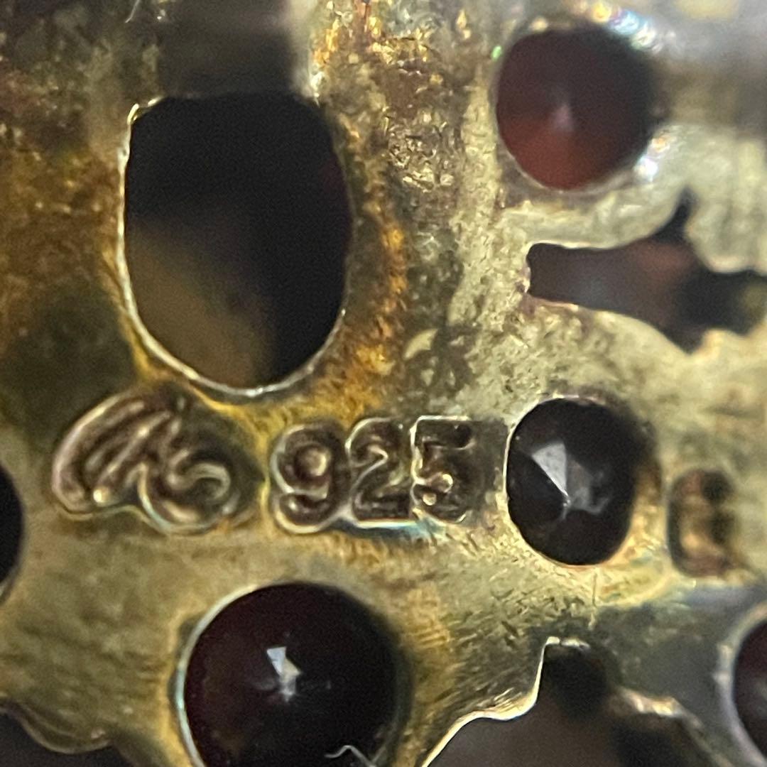 碌山 ROKUZAN ロクザン ガーネット 925トンボ ブローチ　トップ