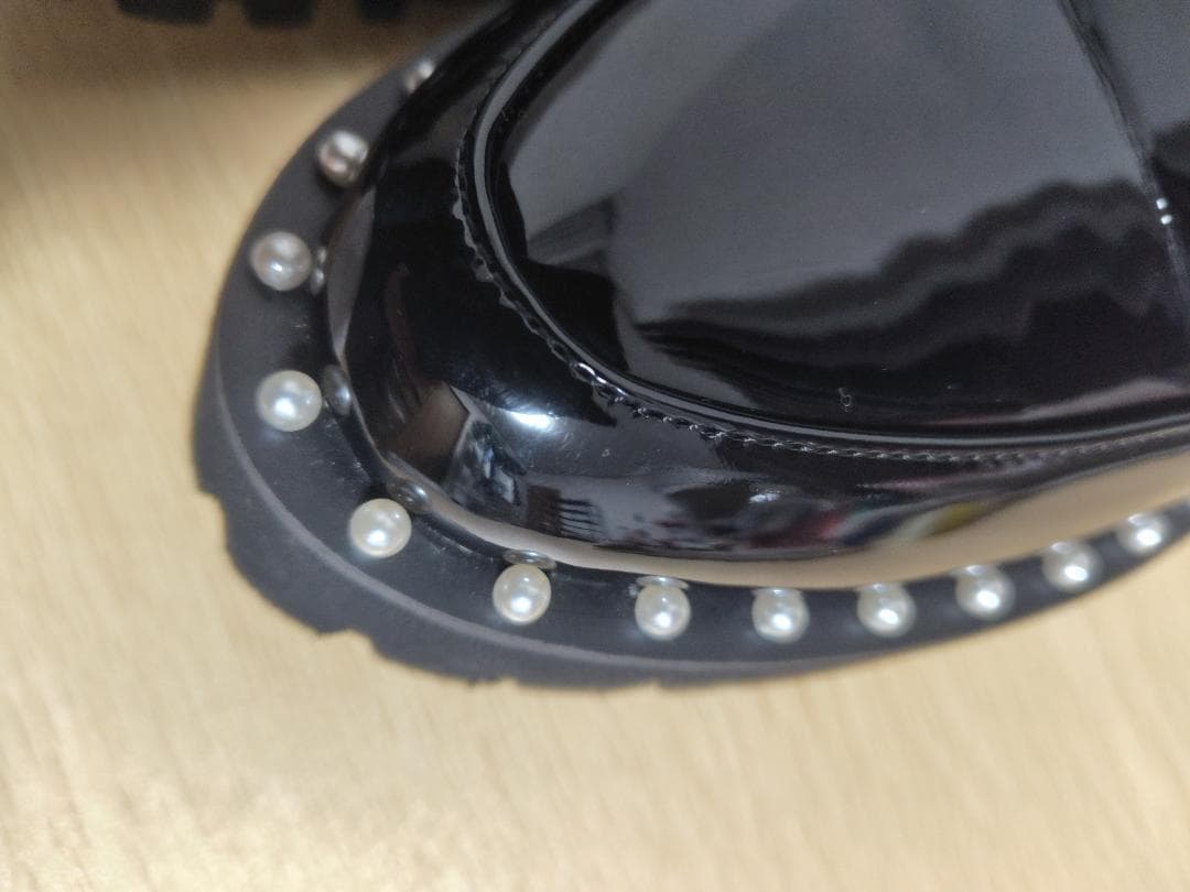 アキロン×ドノバン 厚底パールローファー 黒M Akiron × Donoban