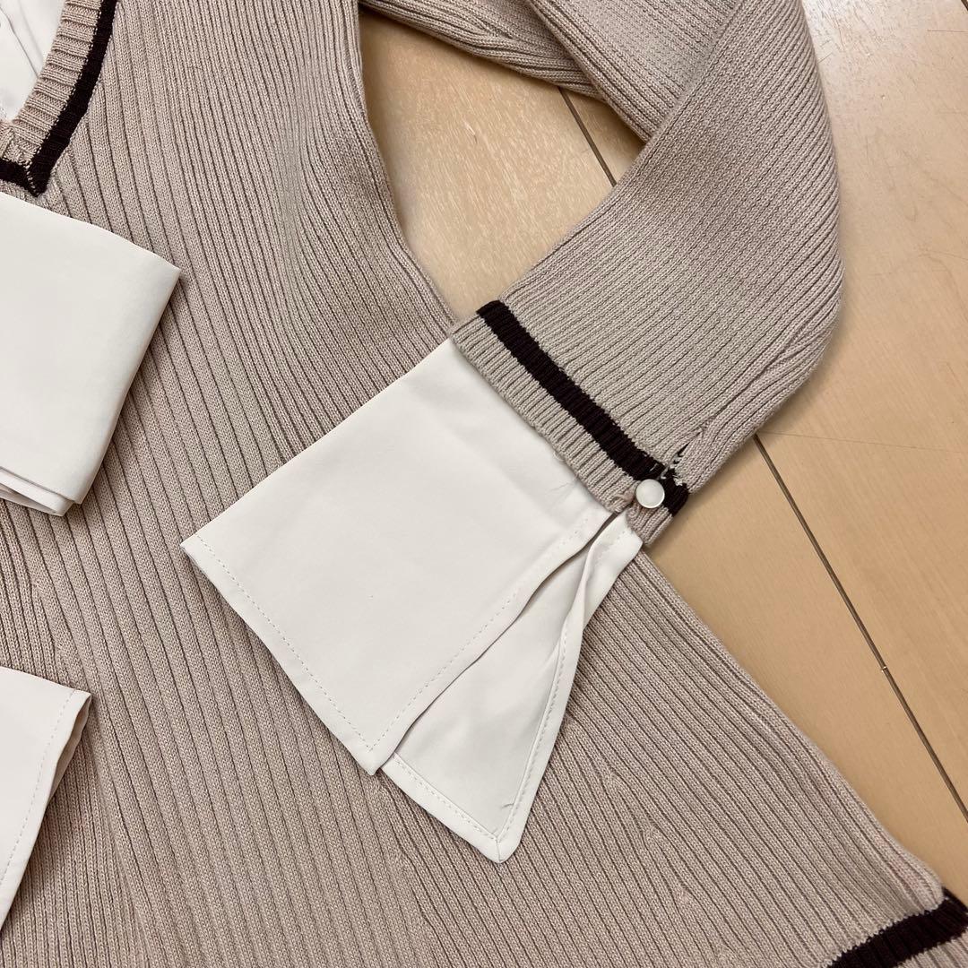 11新品リップサービス定価13750円シャツドッキングプリーツワンピースベージュ