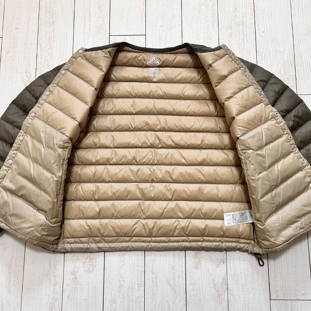 DANTON ダントン クルーネック インナー ダウンジャケット オリーブ 36