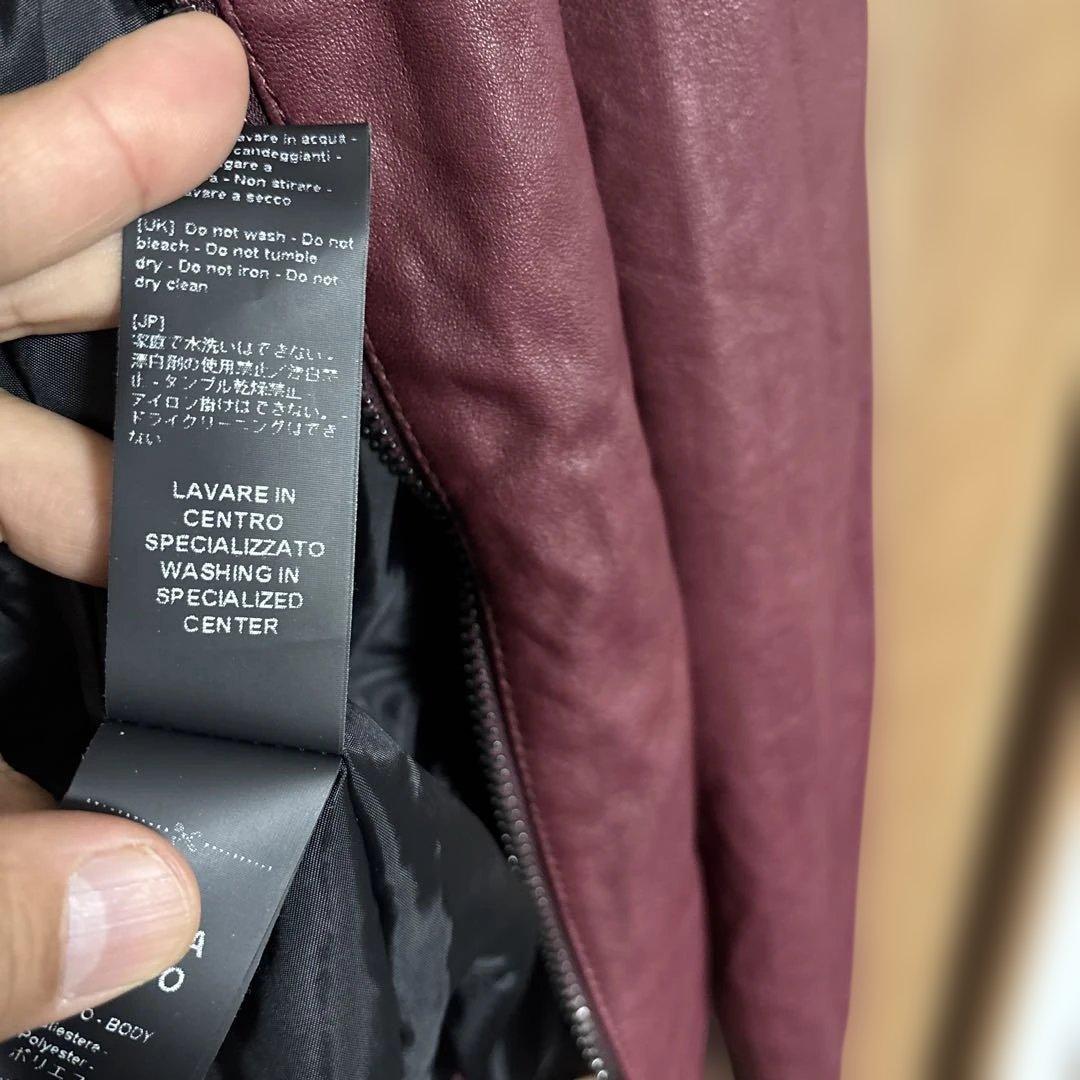 ジョルジオブラット　バーガンディ レザー シングルライダースジャケットサイズ50