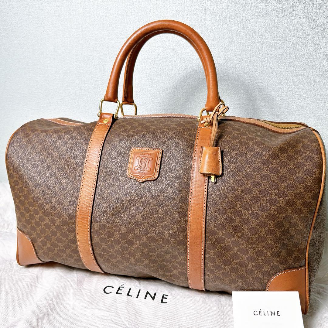 美品✨セリーヌ ボストンバッグ 大容量 マカダム柄 トリオンフ 鍵付き ハンド