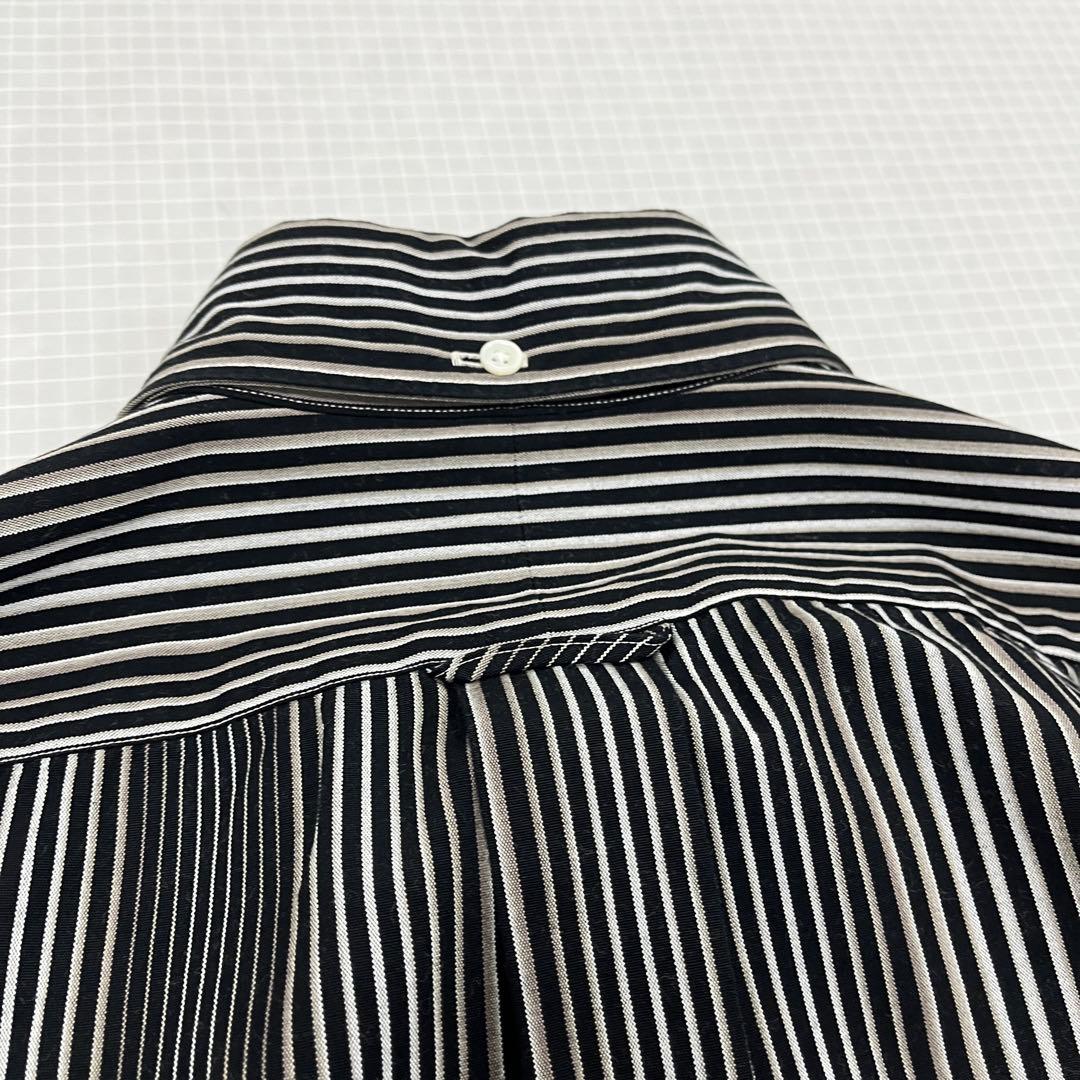 【美品】小倉縞縞 小倉織 ボタンダウンシャツ Monochrome Cubic