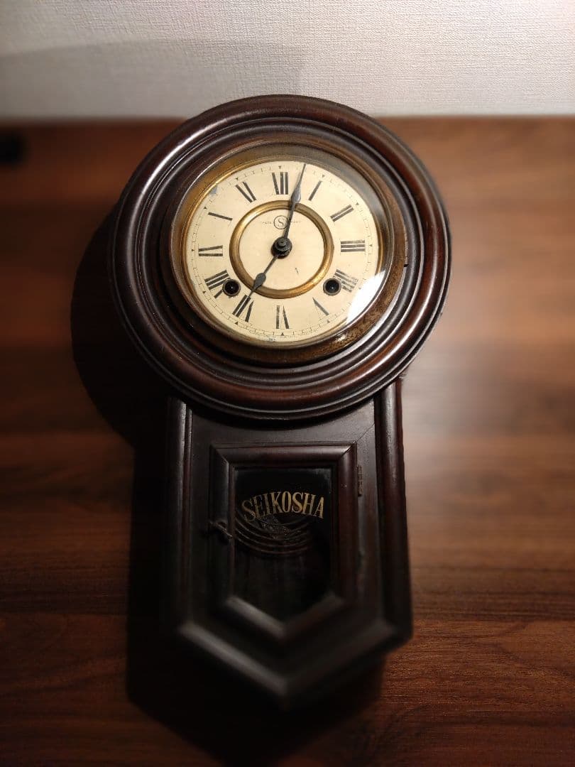 柱時計 (注油済み)　精工舎　六寸頭丸　昭和レトロボンボン　ユンハンス　ゼンマイ