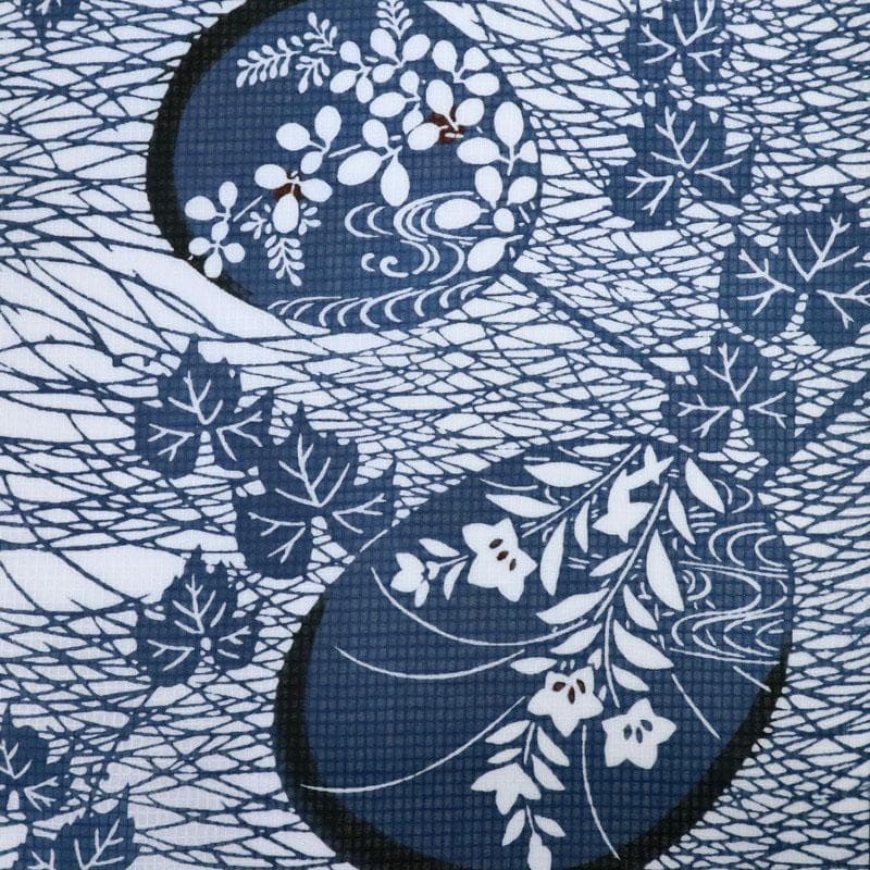 《いー★ハイブリ仕立て＋竺仙浴衣『綿紅梅』小紋■団扇秋草◆反25-16