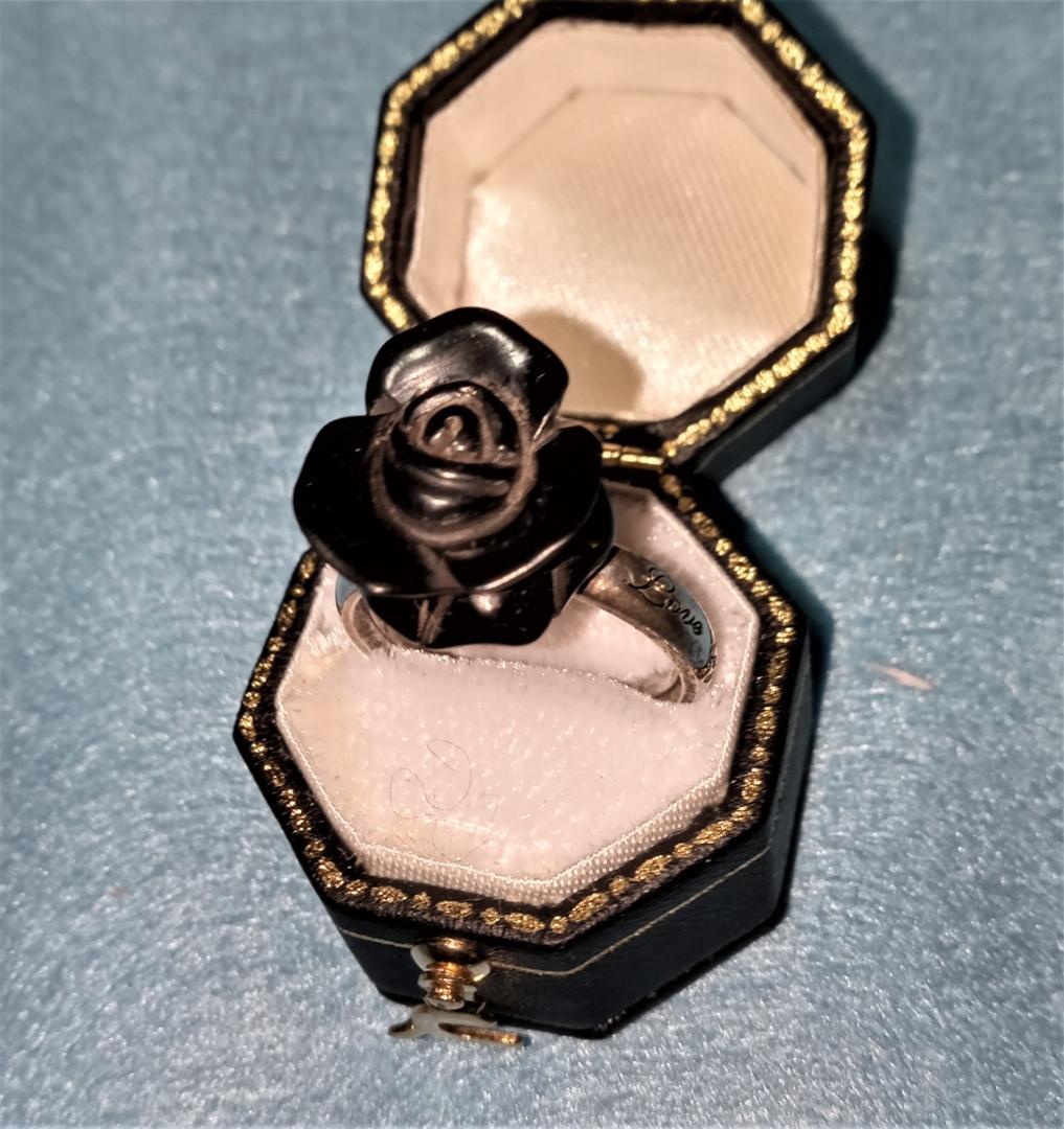 アーリー　agate アガット オニキスの薔薇リング