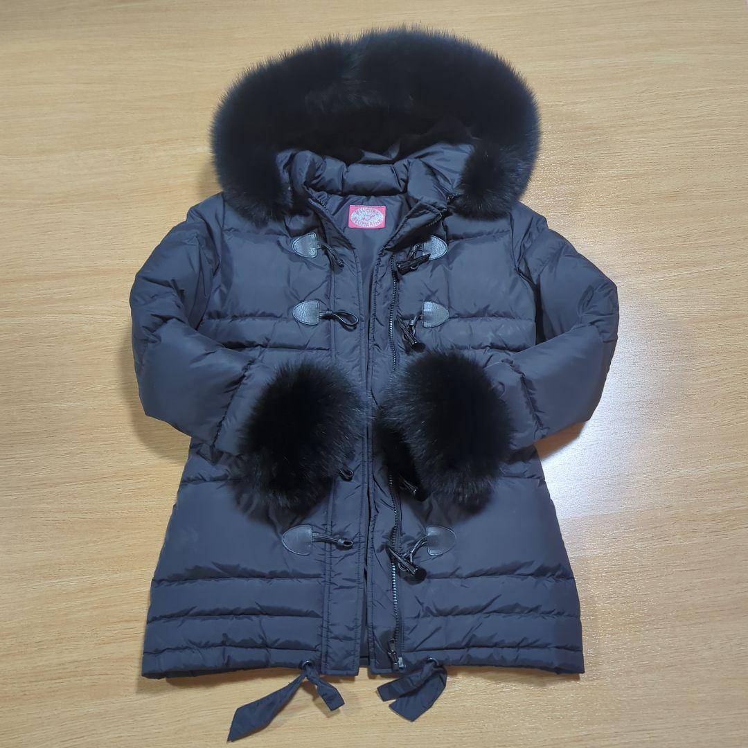 BLUGIRL BLUMARINE ファー付きフード ブラックダウンジャケット