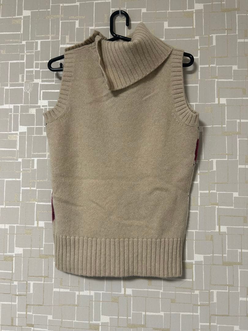 Burberry アーガイル　タートルネック　ノースリーブ　ニット