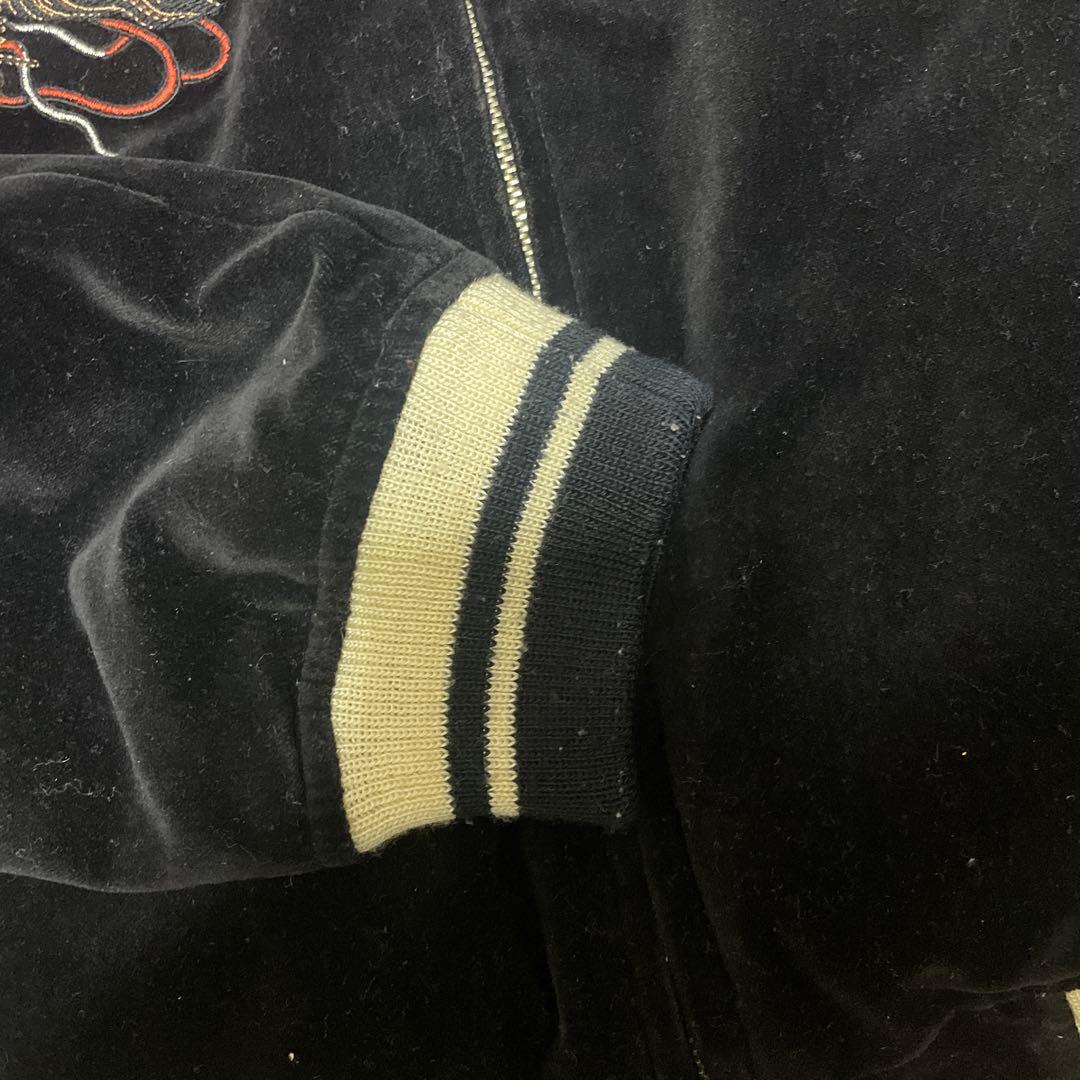 爆裂爛漫娘 スカジャン 別珍 ベロア リバーシブル 刺繍 ブラック