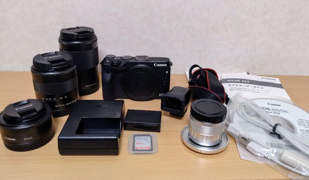 ミ*ー様 【中古】Canon EOS M3 ダブルレンズキット+望遠レンズ+その