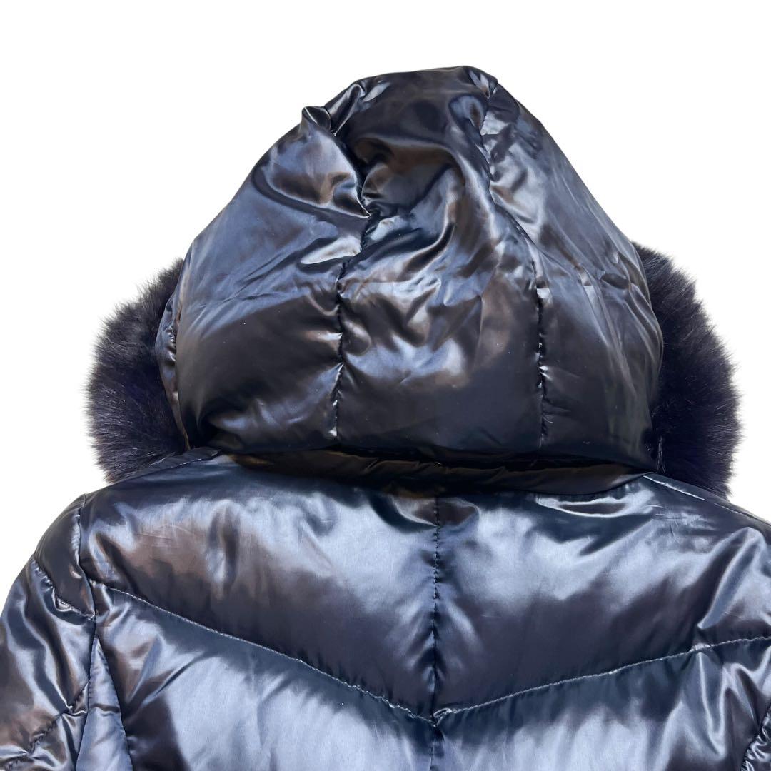 40 ブルーフォックス ファー ダウンコート Aライン フレア インディヴィ 紺