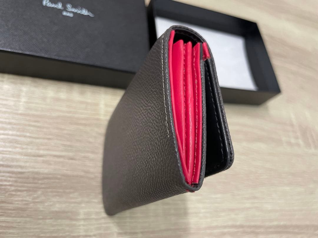 Paul Smith 名刺入れ グレー×ピンク レザー