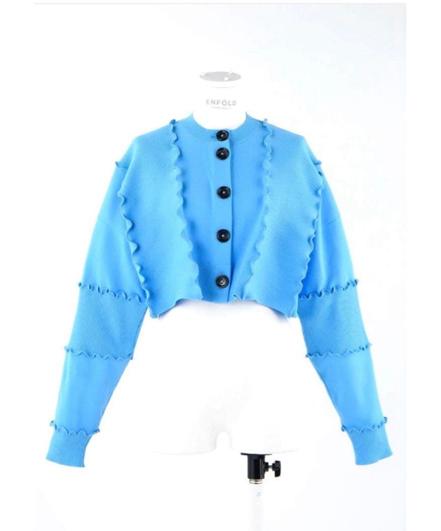 【美品】エンフォルド　ENFOLD WAVE CARDIGAN ブルー