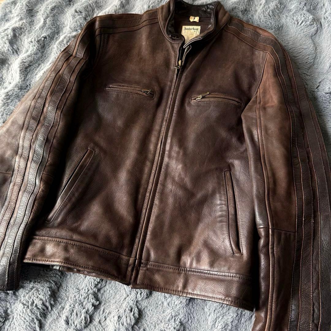 Timberland ブラウンレザージャケット S/P vintage 本革