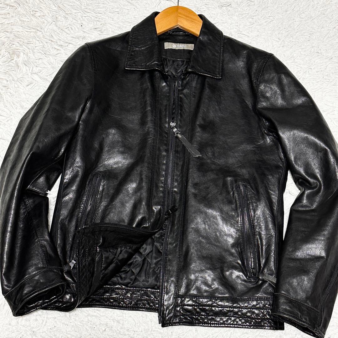 ナノユニバース　キルティング シングルライダース　ラムレザー ジャケット S