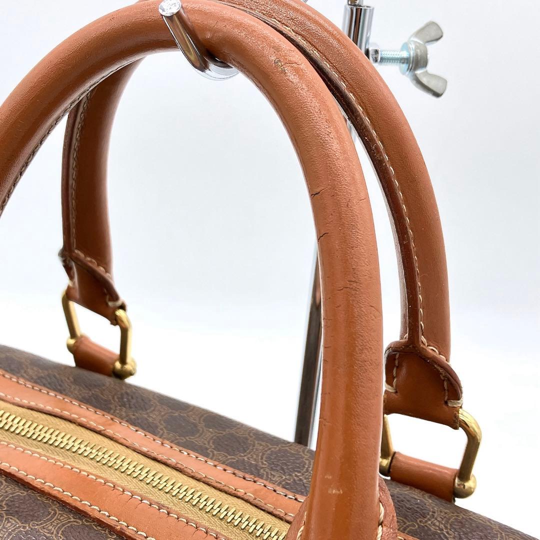 【CELINE】ミニボストンバッグ　ハンドバッグ　マカダム柄　ゴールド金具