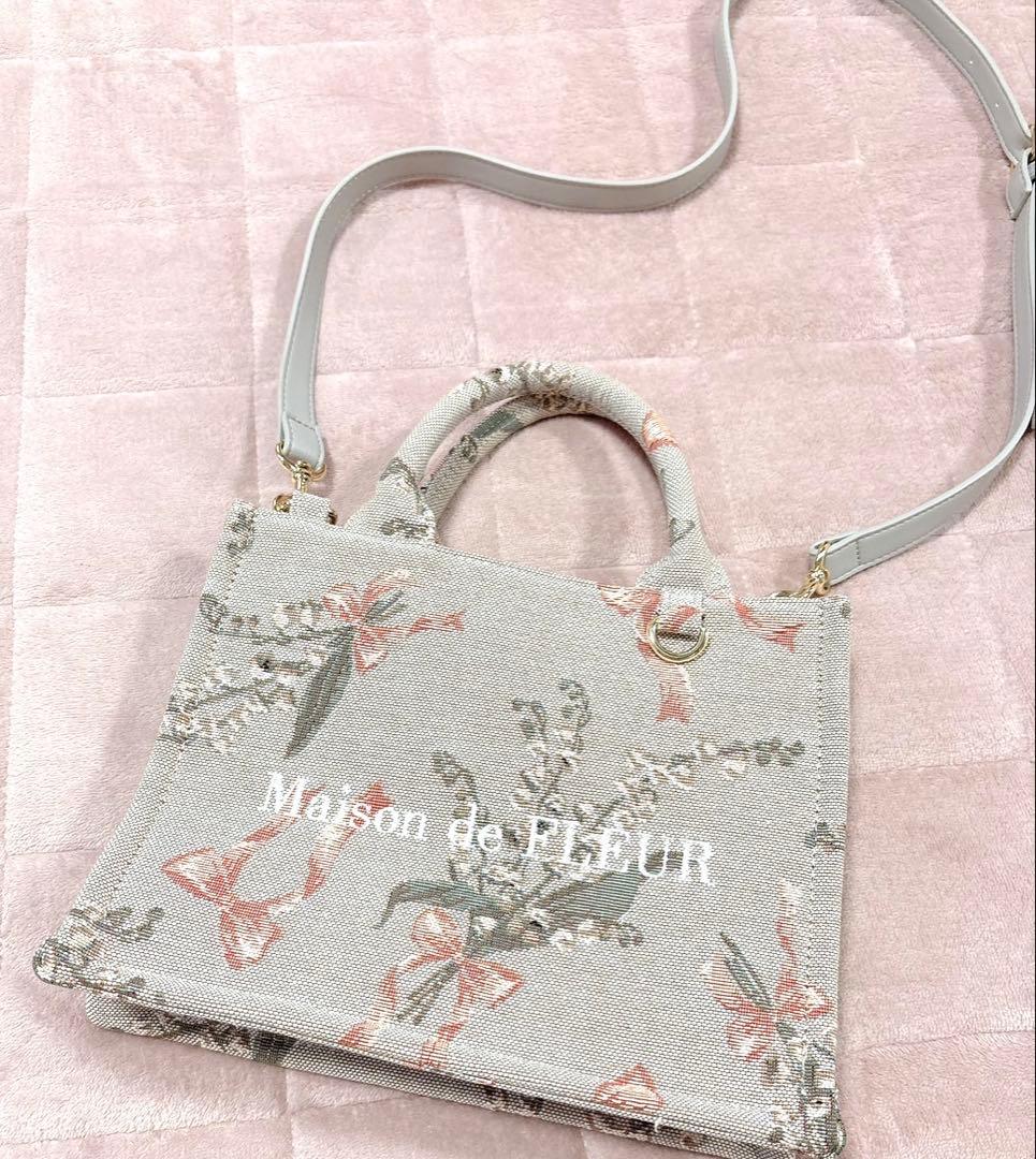 メゾンドフルール すずらん柄ゴブラン2Wayスクエアトート