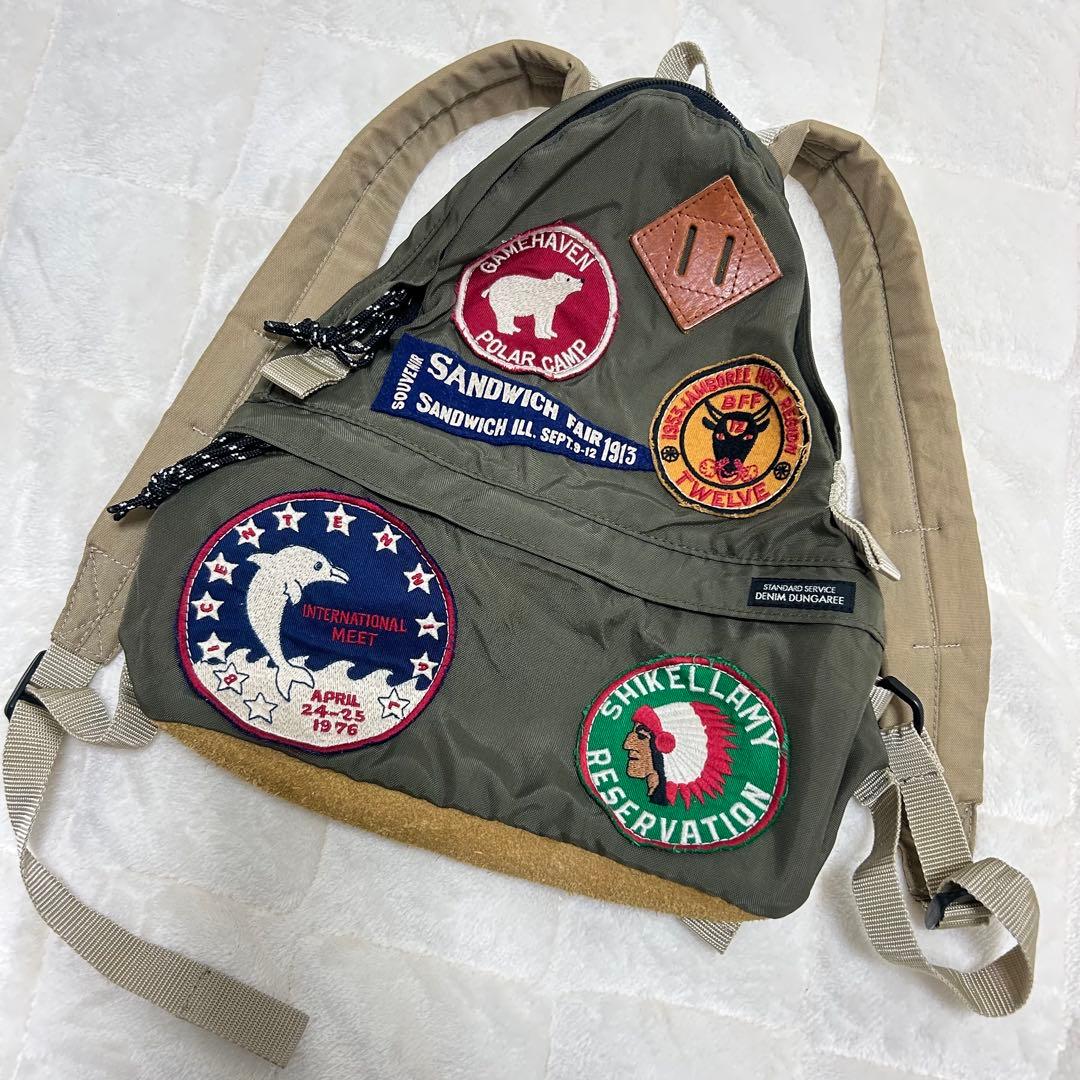 DENIM DUNGAREE ワッペン　リュック　カーキ　キッズ