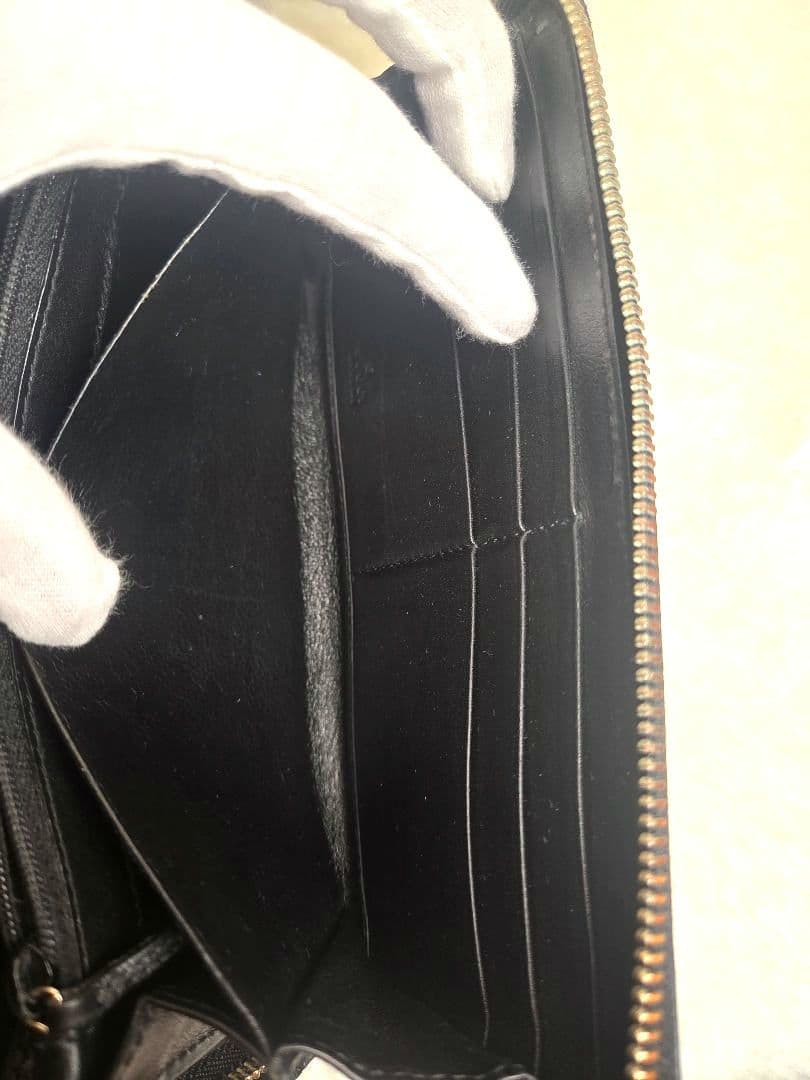 GUCCI ブラック 長財布 ラウンドファスナー　GGパターン