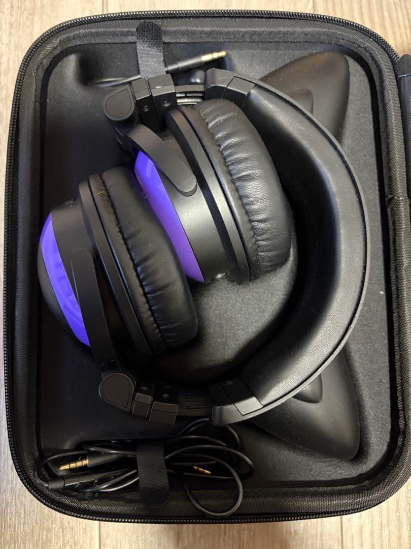 LED付き 高機能 ネコ耳ヘッドフォン 『AXENT WEAR』 箱無し 紫