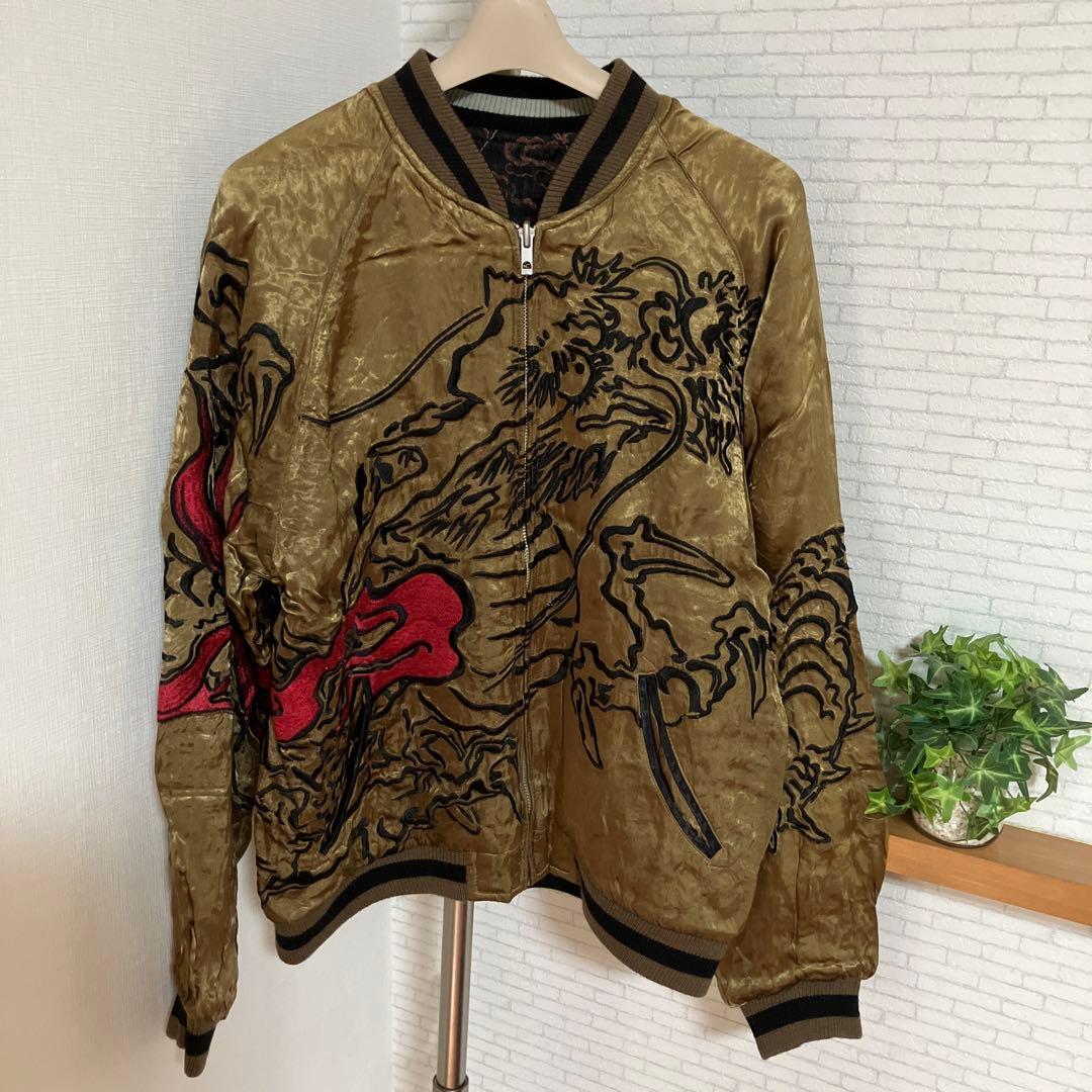 龍桜　スカジャン　リバーシブル　レーヨン　ジャガード織り　龍　竜　雲