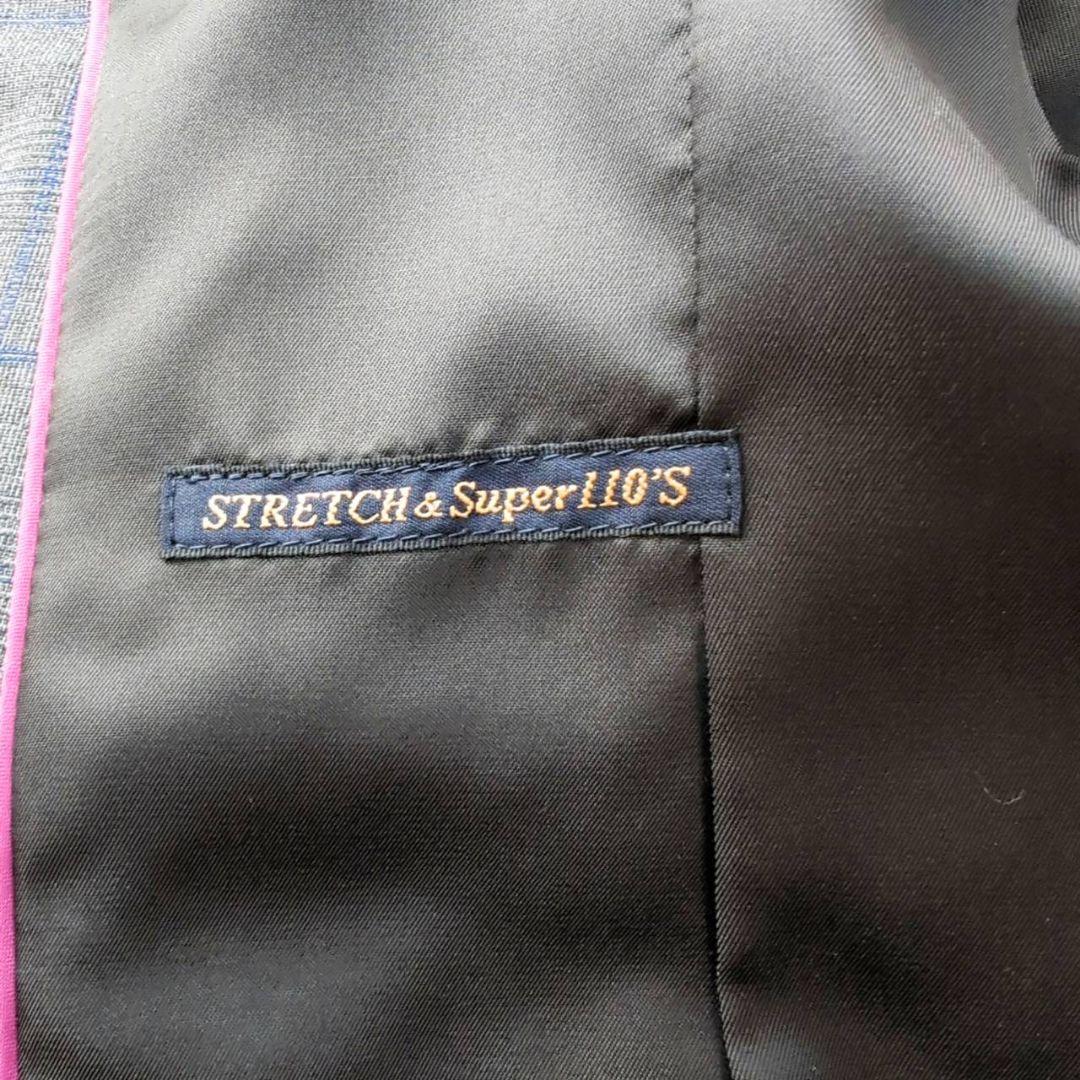 美品☆ HILTON Super 110 グレー チェック柄 パンツスーツ L