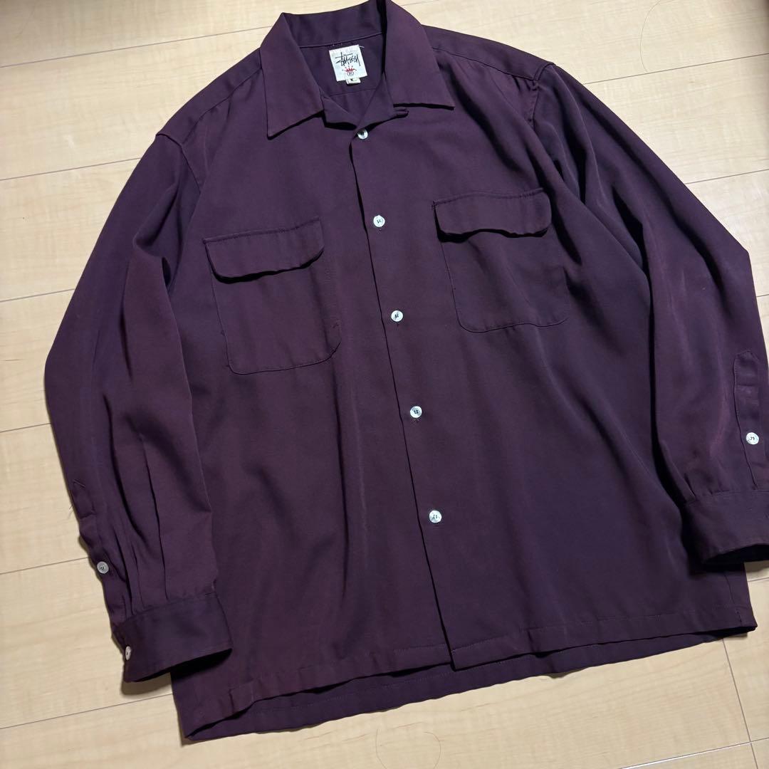 90s OLD STUSSY shirt ステューシー オープンカラー 白タグ