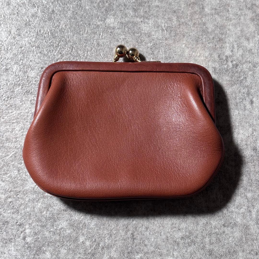 希少 美品 オールドコーチ がま口 ケース グラブタンレザー ブラウン