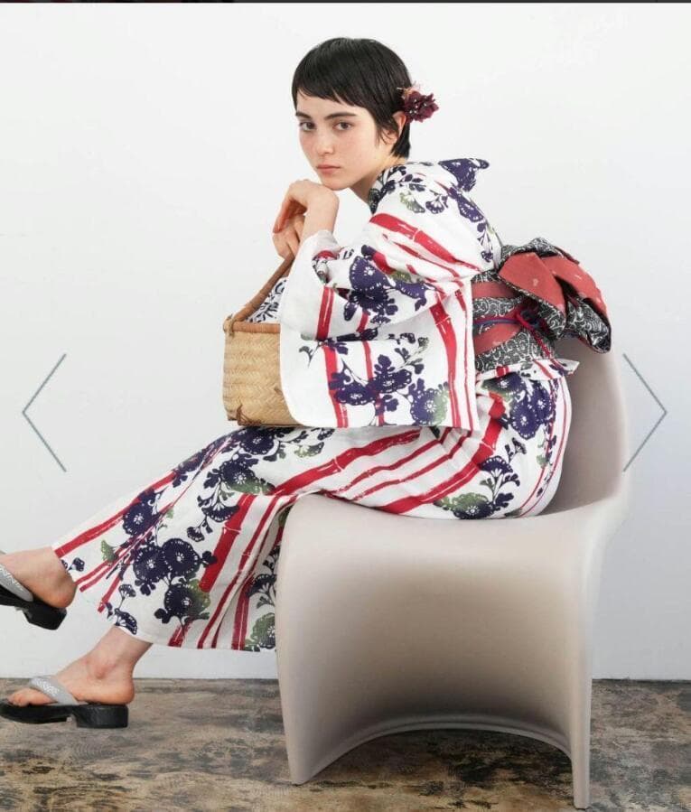 画像の帯、お任せ帯締め、お任せ下駄つき◆◆◆気品紅竹と菊影絵浴衣