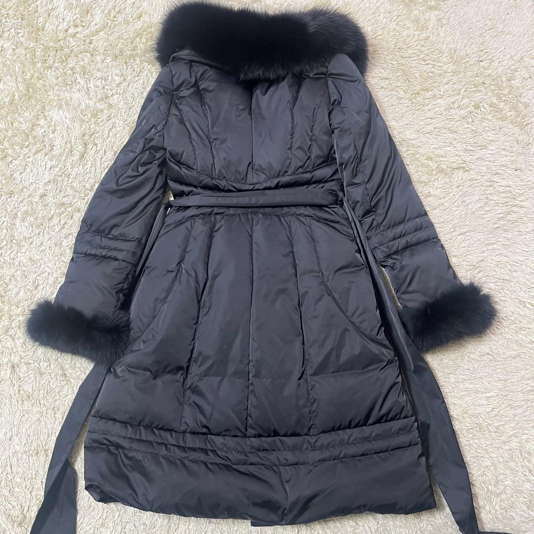 美品 MATERIAL ダウンコート ロング フォックスファー ベルト